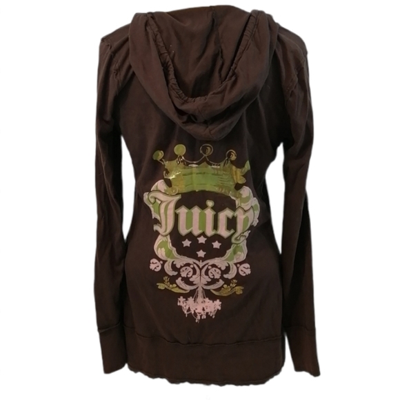 Juicy Couture Tops - Juicy Couture Brown Long Sleeve Cotton Hoodie With Logo Medium